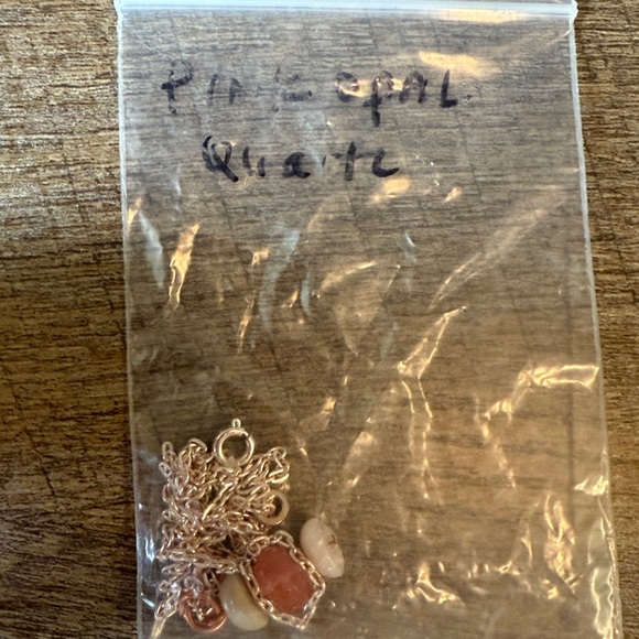 Rose Gold Chain Necklace with Pink and Cream Beads - Picture 2 of 3